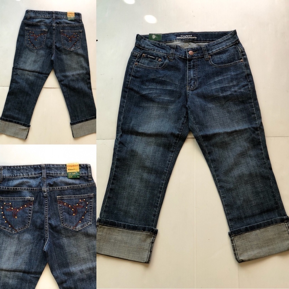 City Girl Juniors Classic cropped cuffed jeans 5/6 - Picture 1 of 8